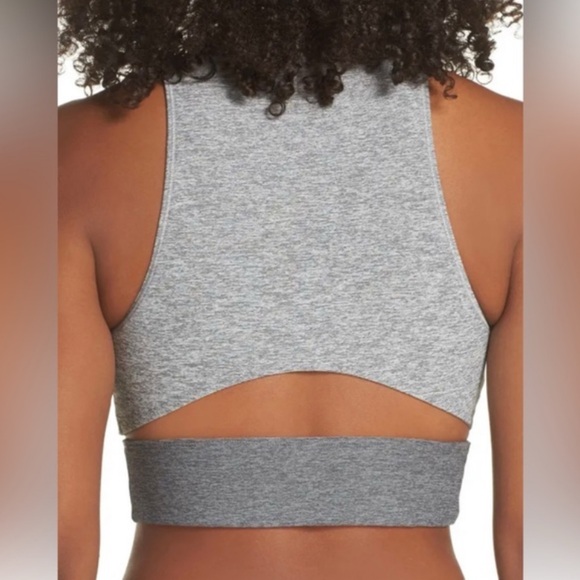 Outdoor Voices Grey Neutral Tri-Color Slashback Cutout Crop Top Size Small - Picture 7 of 7